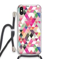 Gekleurde driehoekjes: iPhone X Transparant Hoesje met koord