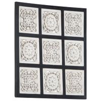 Wandpaneel handgesneden 60x60x1,5 cm MDF zwart en wit - thumbnail