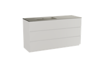 Storke Edge staand badmeubel 150 x 52 cm mat wit met Diva asymmetrisch linkse wastafel in top solid zijdegrijs - thumbnail