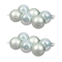 12x stuks glazen kerstballen mintgroen (oyster grey) 8 cm mat/glans - Kerstbal