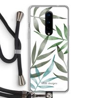 Tropical watercolor leaves: OnePlus 8 Transparant Hoesje met koord