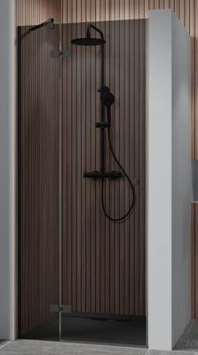 Ben Vivid draaideur voor nis links incl. antikalk 120x200cm grijs glas/mat zwart