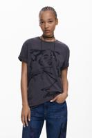 T-shirt met reliëf gezicht - BROWN - L T-shirt met reliëf gezicht - BROWN - L