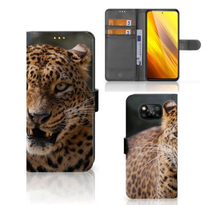 Xiaomi Poco X3 | Poco X3 Pro | Telefoonhoesje | Met pasjeshouder | Luipaard