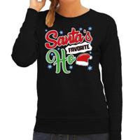 Foute Kersttrui - sweater - Santa his favorite Ho - zwart - voor dames - kerstkleding