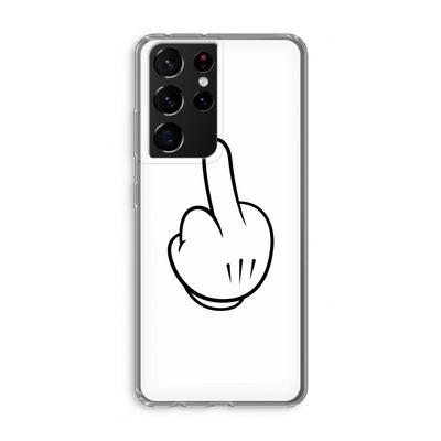 Middle finger white: Samsung Galaxy S21 Ultra Transparant Hoesje