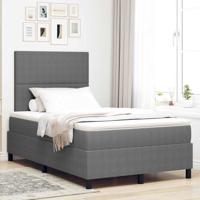 Boxspringbed Lichtgrijs en wit. 120 x 200 cm Katoen Stof
