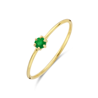 14k Geelgouden Ring 4mm met Smaragd - Geboortesteen Mei 14k Geelgouden Ring 4mm met Smaragd - Geboortesteen Mei
