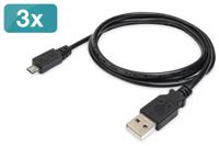 Digitus USB-kabel USB 2.0 USB-A stekker, USB-micro-B stekker 1.00 m Zwart Flexibel, Folie afscherming, Afscherming gevlochten, Afscherming totaal, Afgeschermd