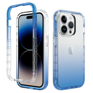 iPhone 15 Pro hoesje - Full body - 2 delig - Shockproof - Siliconen - TPU - Blauw