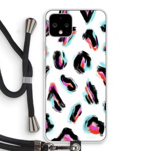 Cheetah color: Pixel 4 Transparant Hoesje met koord