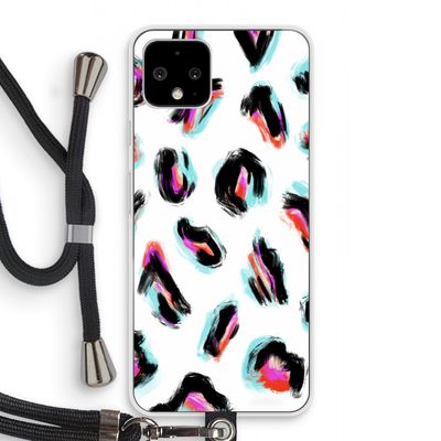 Cheetah color: Pixel 4 Transparant Hoesje met koord