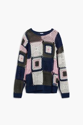 Gehaakte patch-sweatshirt - BLUE - XL