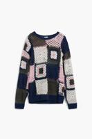 Gehaakte patch-sweatshirt - BLUE - XL
