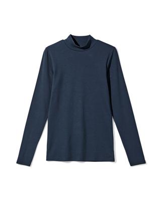 HEMA Dames T-shirt Clara Rib Blauw (blauw)