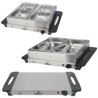 Elektrische buffetwarmer - 2 schalen - 200W - warmhoudplaat