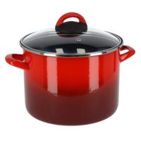 Magefesa Kookpan Cuenca - rood - 5,8L- RVS - glazen deksel - 23 cm