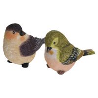 Tuin/huis decoratie beeldjes set van 2x vogeltjes - polystone - 12 cm