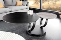 Draaibare salontafel DANCING RINGS zwart grijs beton leisteen keramiek rond metalen onderstel - 44316