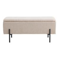 Watford Bench - Bank in bouclé met opbergruimte, beige met zwarte poten, 95x36,5x46 cm, HN1233 Watford Bench - Bank in bouclé met opbergruimte, beige met zwarte poten, 95x36,5x46 cm, HN1233