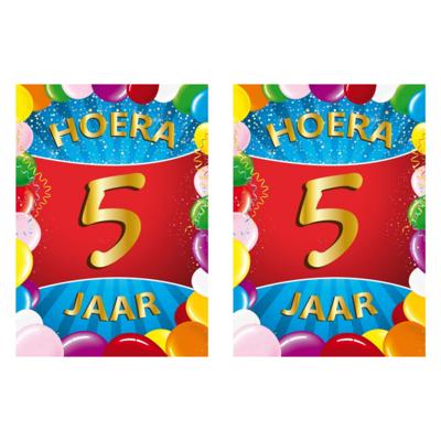 Verjaardag deurposter - 2x - 5 jaar - multi - 59 x 84 cm - leeftijd feestartikelen Verjaardag deurposter - 2x - 5 jaar - multi - 59 x 84 cm - leeftijd feestartikelen