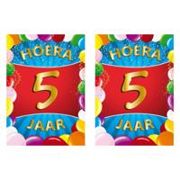 Verjaardag deurposter - 2x - 5 jaar - multi - 59 x 84 cm - leeftijd feestartikelen Verjaardag deurposter - 2x - 5 jaar - multi - 59 x 84 cm - leeftijd feestartikelen