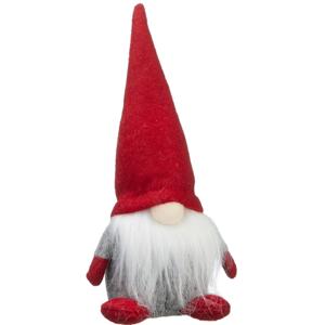 Decoratie gnome/dwerg - rood - 18 cm - pluche - kerst decoratie pop/knuffel