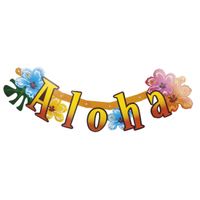 Hawaii thema party feest letterslinger Aloha 83 cm van karton   - - thumbnail