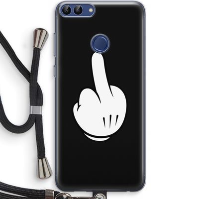 Middle finger black: Huawei P Smart (2018) Transparant Hoesje met koord