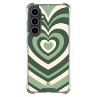 Samsung Galaxy S24 FE shockproof hoesje - Groen hart swirl