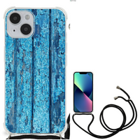 iPhone 14 Stevig Telefoonhoesje Wood Blue
