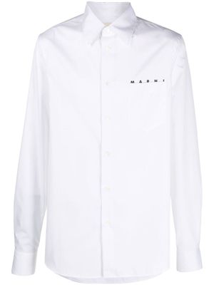 Marni chemise boutonnée à logo imprimé - Blanc