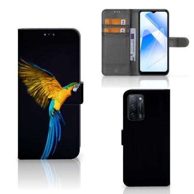 OPPO A16/A16s/A54s | Telefoonhoesje | Met pasjeshouder | Papegaai