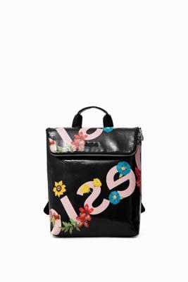 Vierkante rugzak met bloemen - BLACK - U