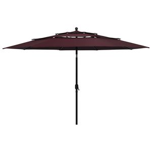 vidaXL Parasol 3-laags met aluminium paal 3,5 m bordeauxrood