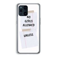 No Girls Allowed Unless: Oppo Find X3 Transparant Hoesje