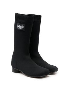 MM6 Maison Margiela Kids bottines à patch logo - Noir