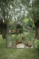 Royal Well tuinkas Kate 5 met veiligheidsglas en fundering - groengrijs