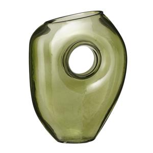 Bloemenvaas Jay - groen transparant glas - 18 x 7,5 x 22 cm - decoratieve vaas - bloemen/takken