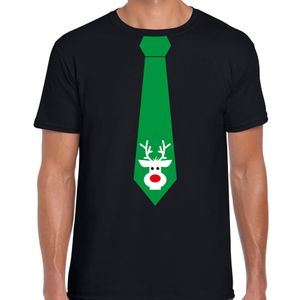 Stropdas Kerst t-shirt rendier zwart voor heren