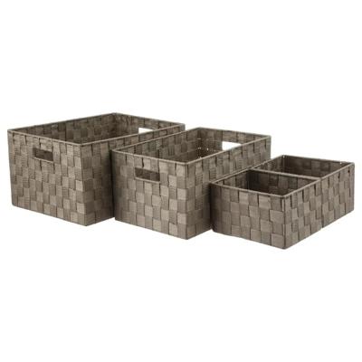 Gevlochten opbergmanden - Set van 4 - polyester - bruin - kast-organisers - opbergen