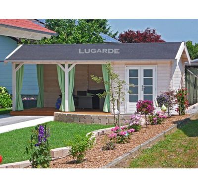 Lugarde B59 Blokhut 700x350 cm 44 mm vurenhout blank- Zadeldak- Hout- Lugarde