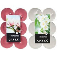 Candles by Spaas geurkaarsen - 24x stuks in 2 geuren Jasmin en Magnolia Flowers - thumbnail