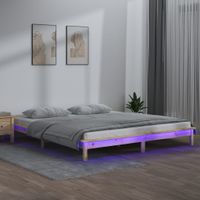 Bedframe LED massief hout 120x200 cm