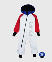 Waterproof Softshell Overall Comfy White/Red/Blue Jumpsuit - thumbnail