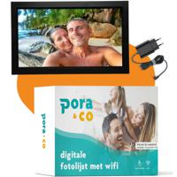 Pora&co Digitale Fotolijst met WiFi & Frameo App 8 inch, zwart / hout