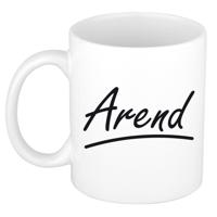 Arend Naam koffiemok - beker - met sierlijke letters - wit - 300 ml - Cadeau - Heren