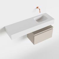 Toiletmeubel Mondiaz Andor | 100 cm | Meubelkleur Linen | Lex vrijhangend wastafel Talc Rechts | Zonder kraangat