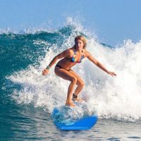 Surfplanken Surfboard met EPS-Kern XPE-Dek HDPE Gladde Bodem Hoogwaardige Riem en Verstelbaar Polskoord 83 x 47 x 5,5 cm Blauw - thumbnail