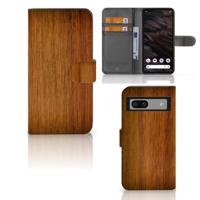Google Pixel 7A | Book Style Case | Donker Hout